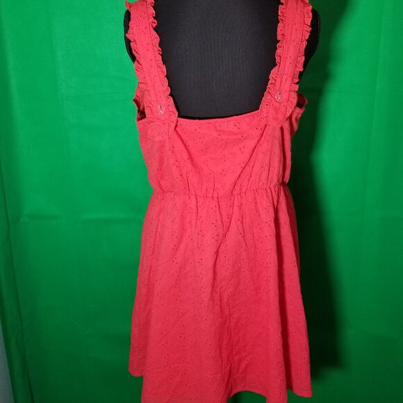 AS U WISH Red Summer Dress Womens Size Large Eyelet Cottage Milkmaid NWT - Picture 3 of 9